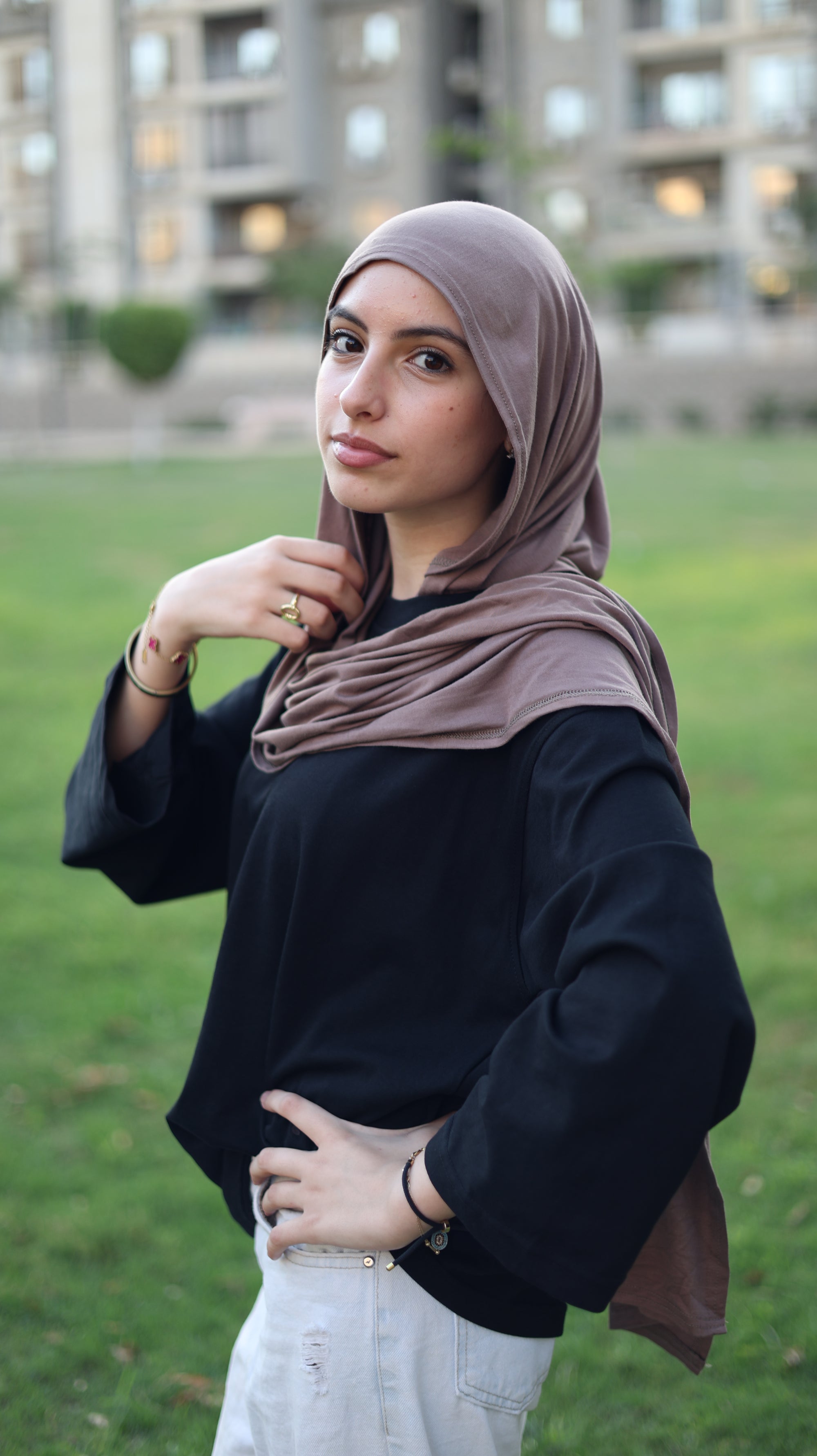 Box-fit, long sleeve T-shirt