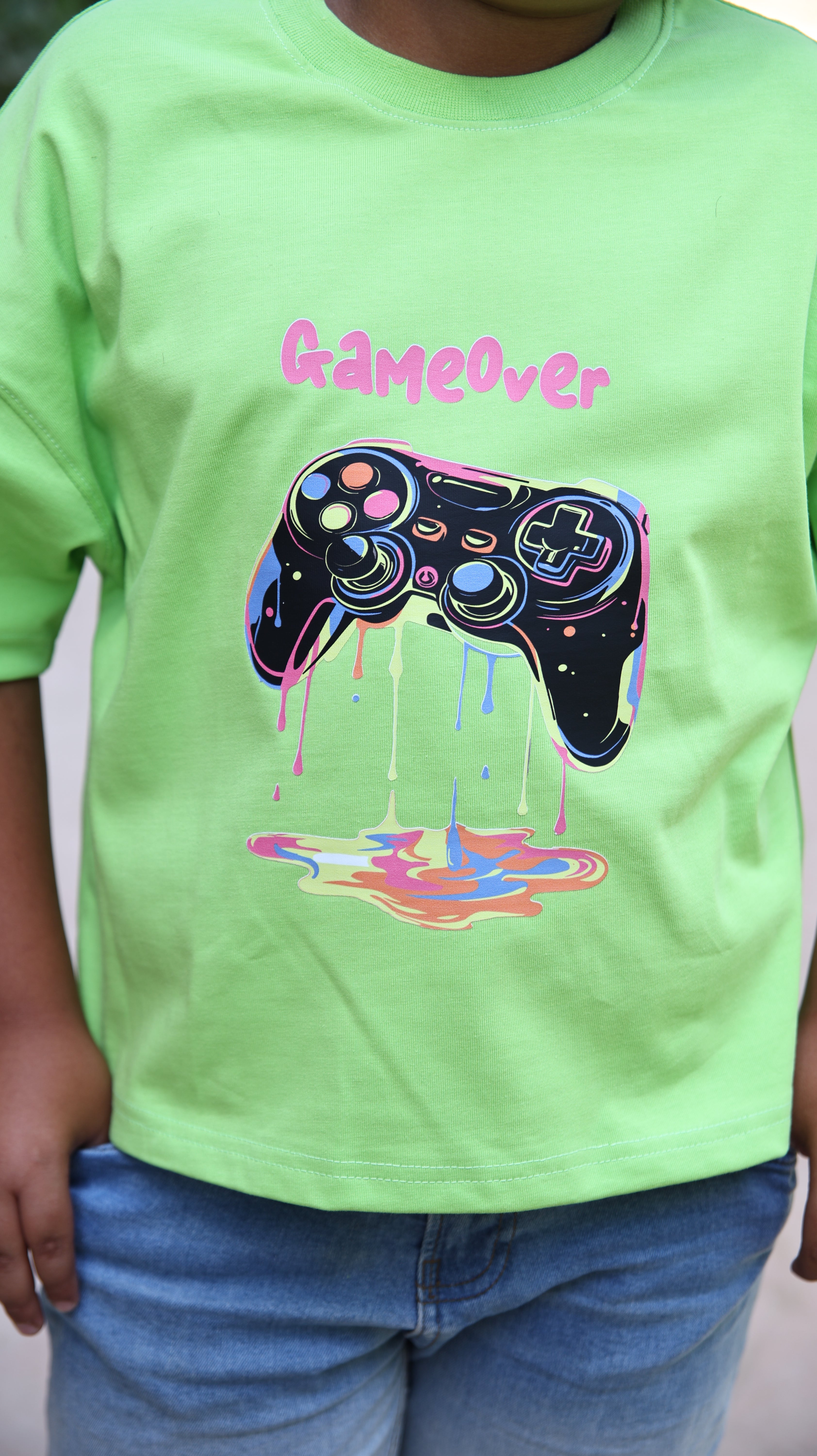 Kids box-fit T-shirts Neon Green