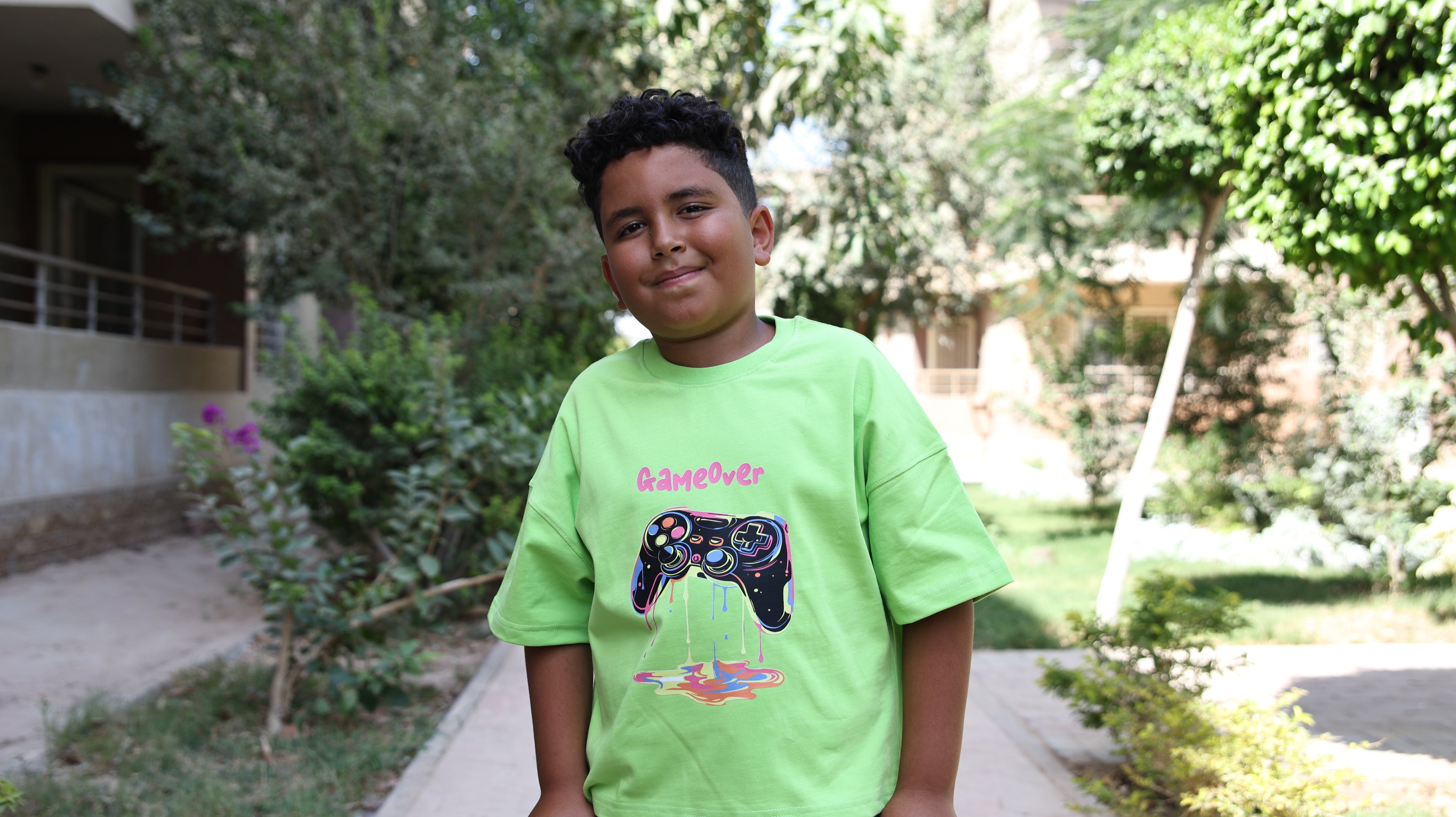 Kids box-fit T-shirts Neon Green
