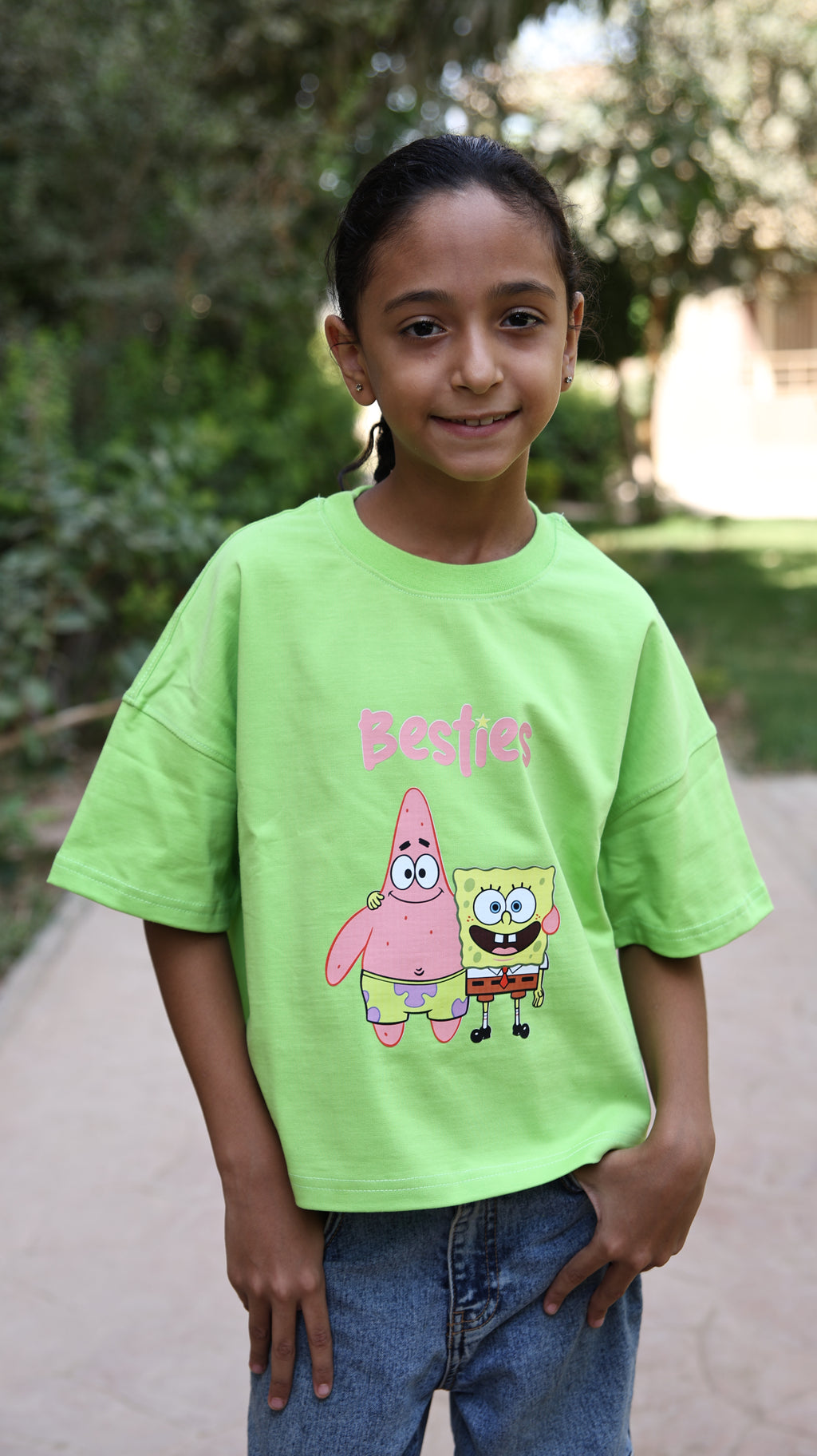 Kids box-fit T-shirts Neon Green