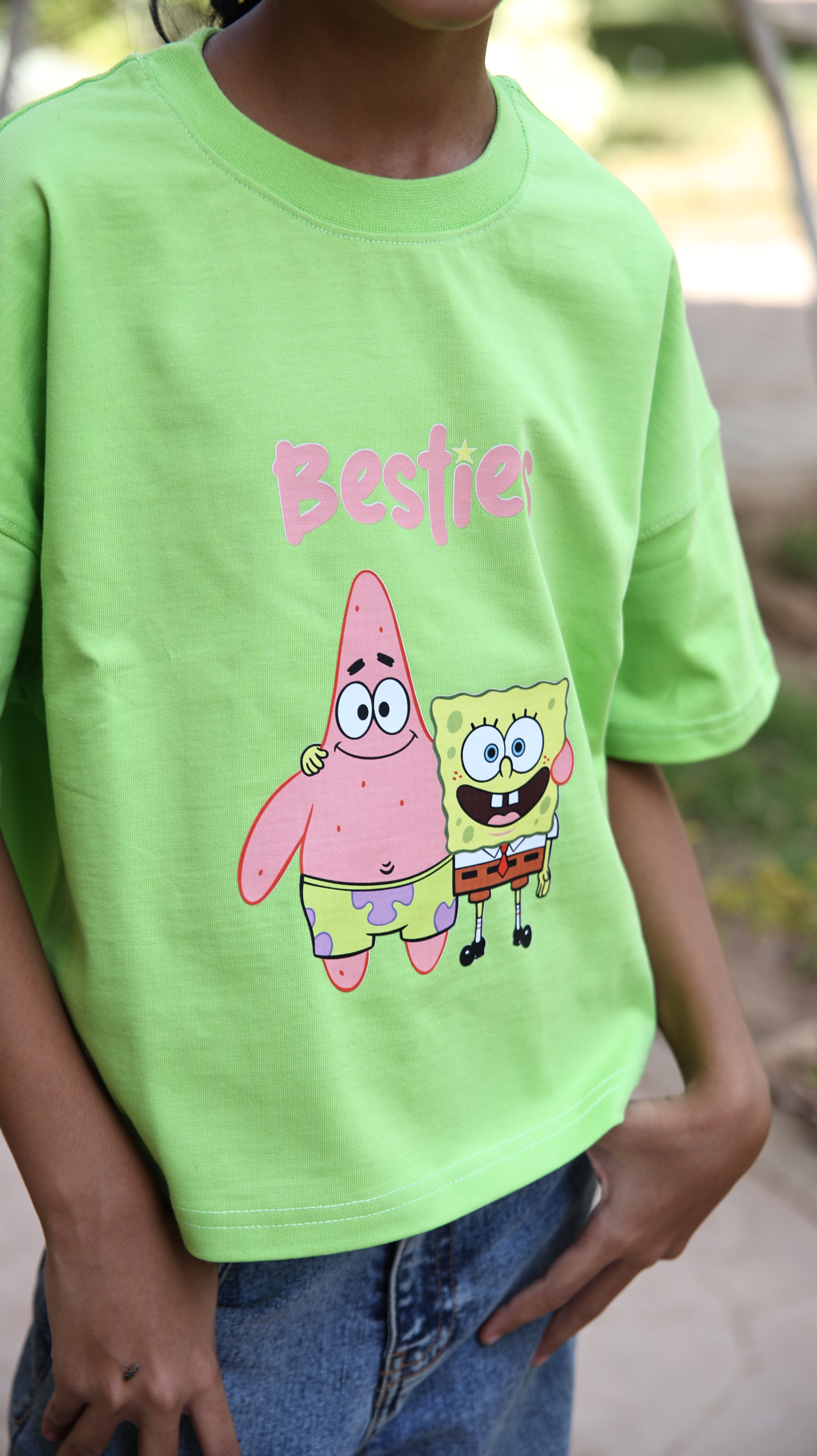 Kids box-fit T-shirts Neon Green