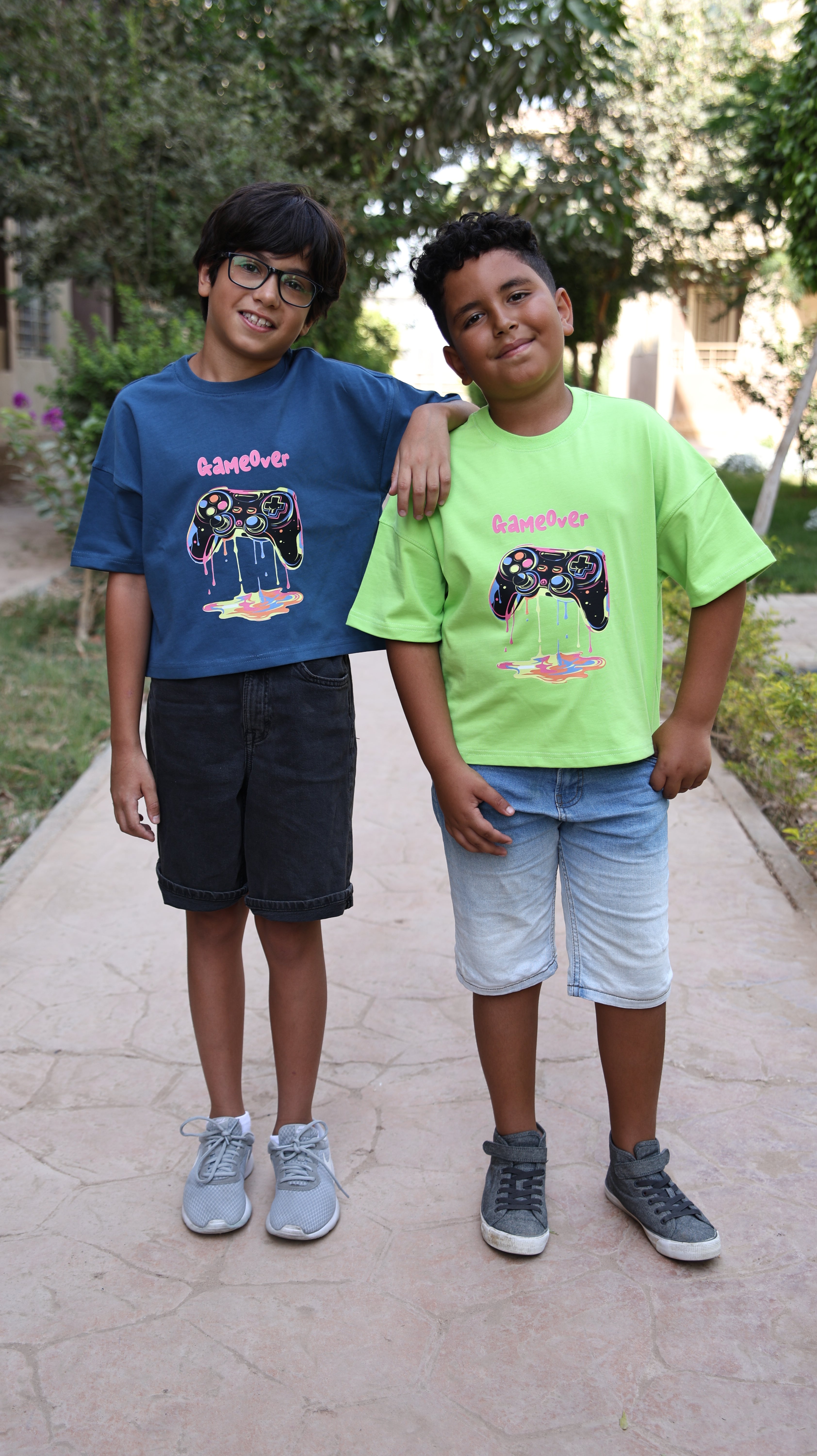 Kids box-fit T-shirts Neon Green