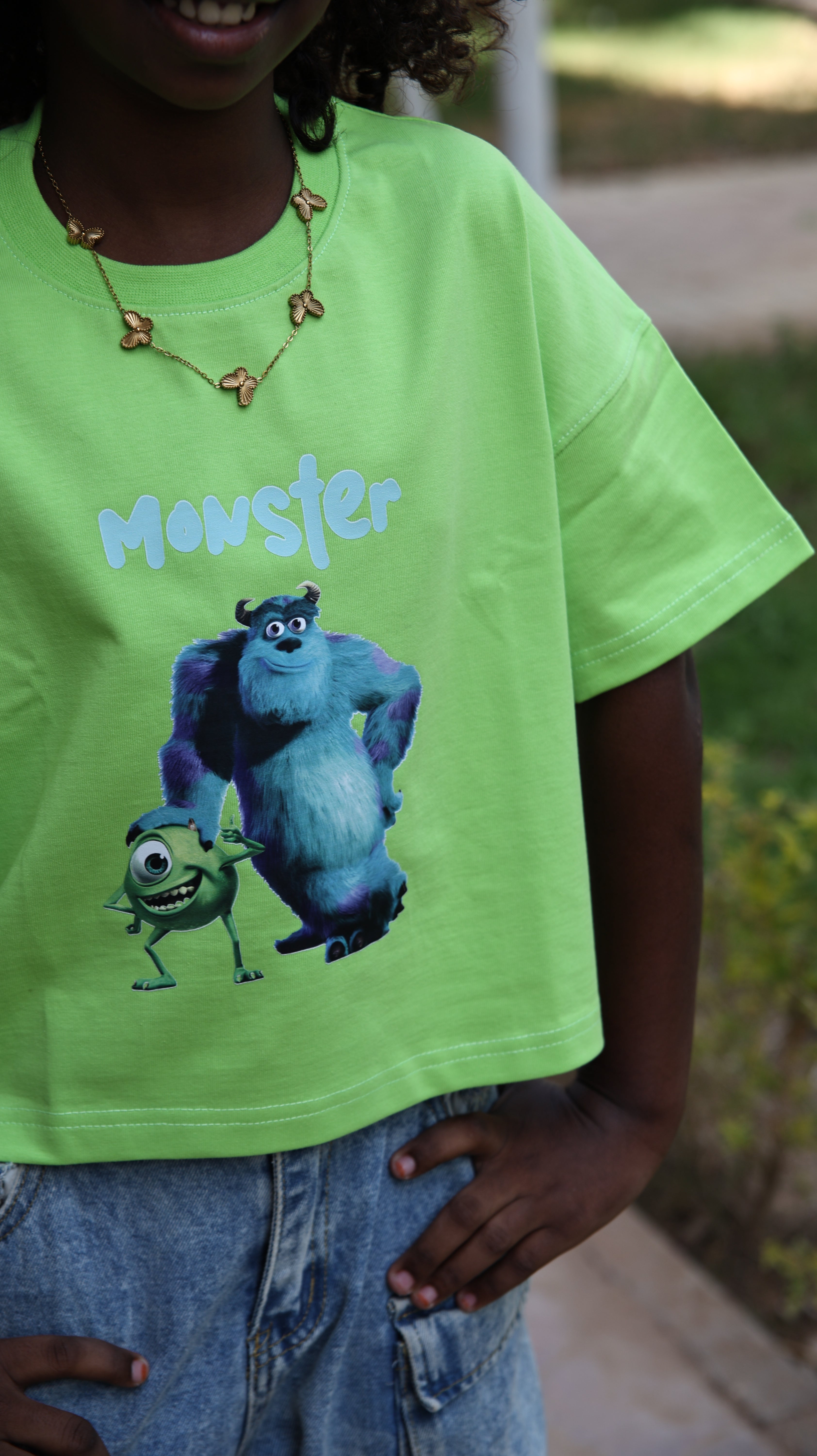 Kids box-fit T-shirts Neon Green