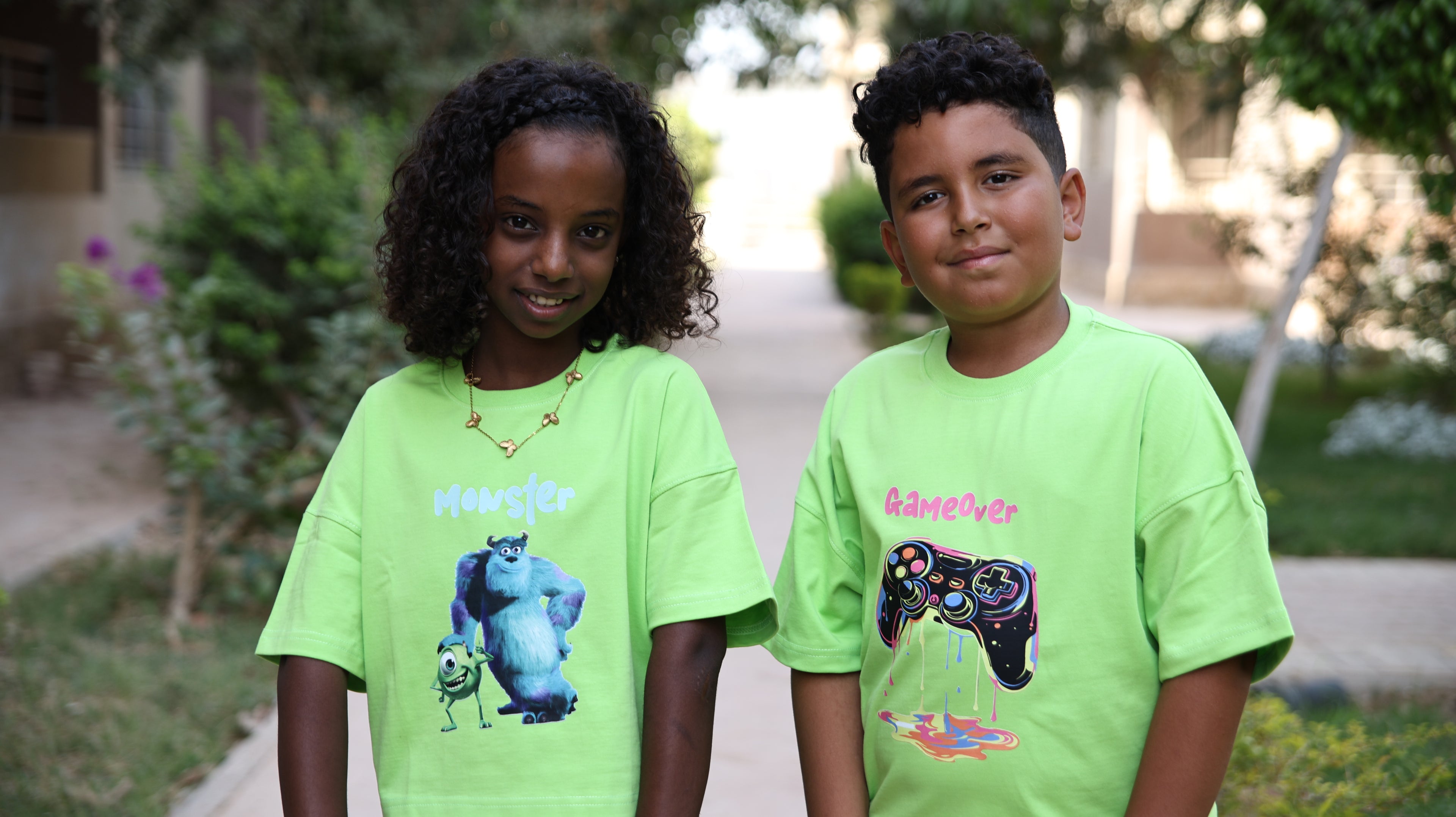 Kids box-fit T-shirts Neon Green