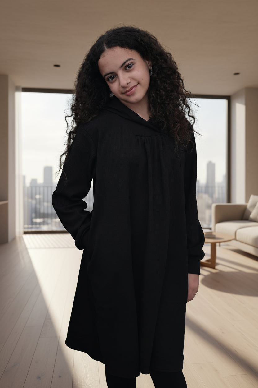 Girl wearing a black dress