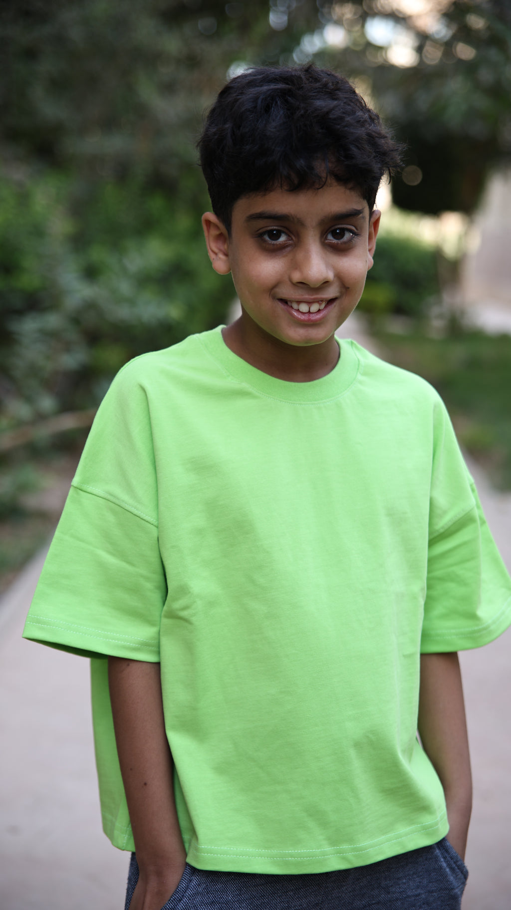 Kids box-fit T-shirts Neon Green
