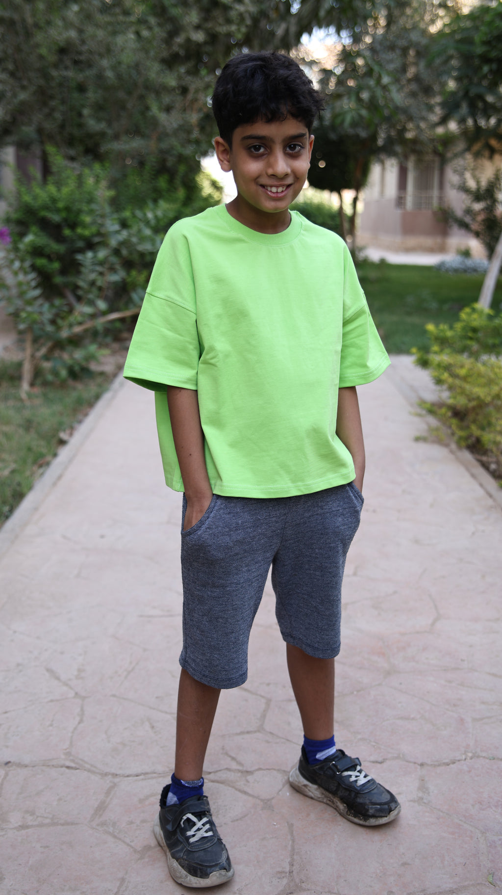 Kids box-fit T-shirts Neon Green