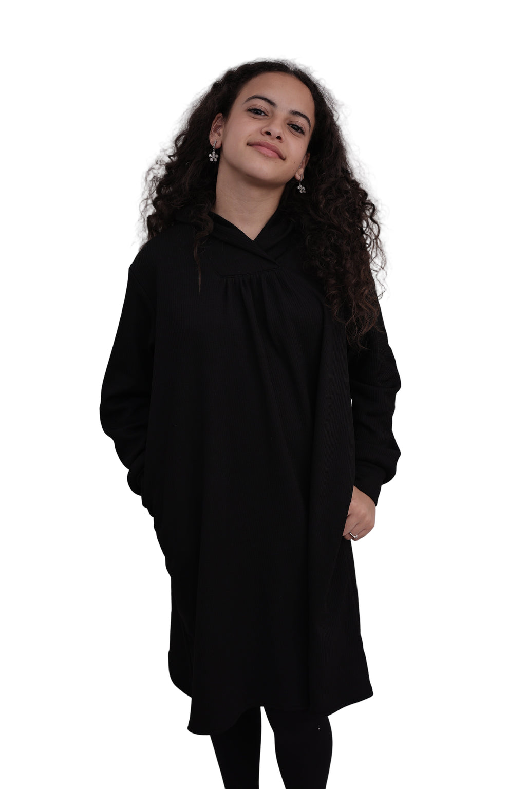 Girl wearing black dress