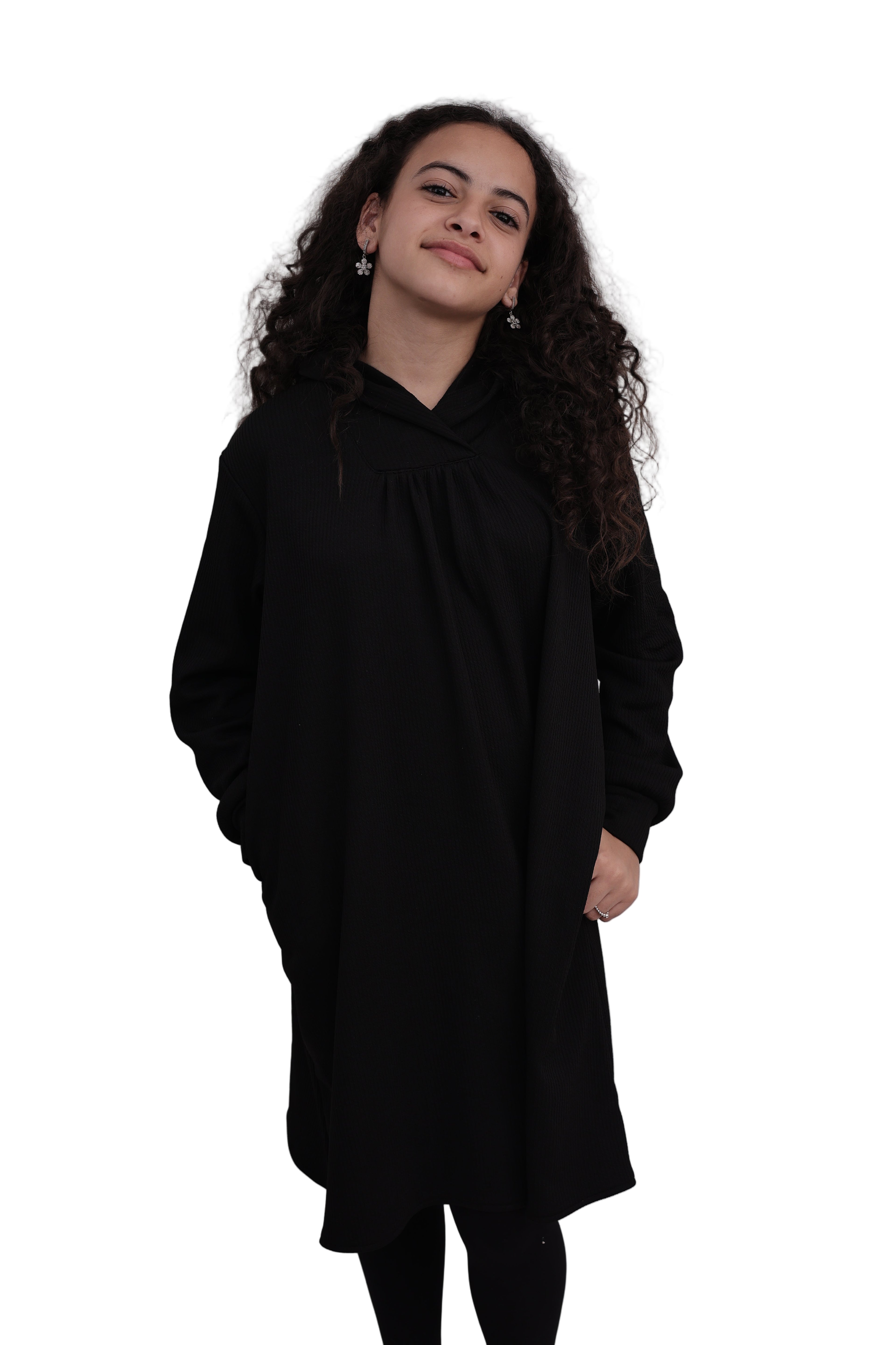 Girl wearing black dress