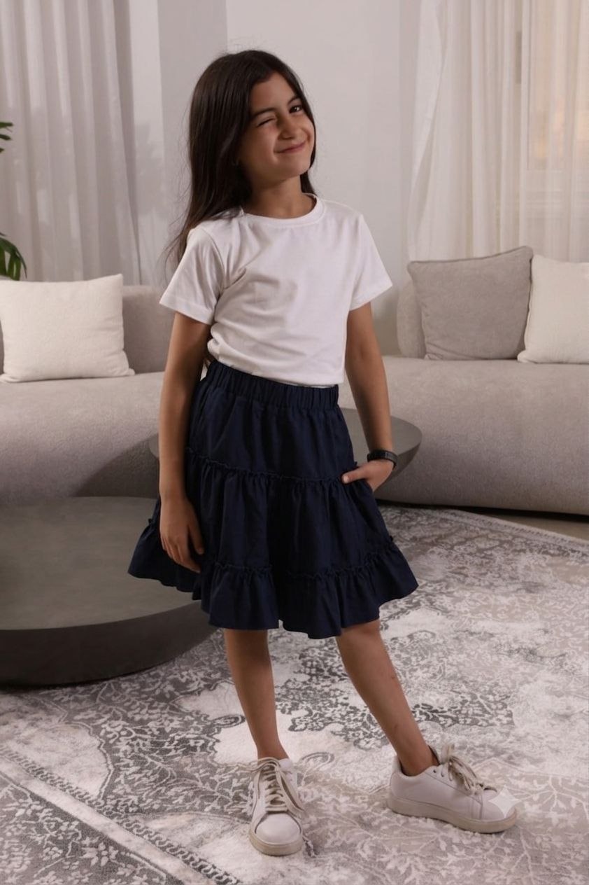 تنورة Ruffle Skirt من Tito's Wear بلون أبيض
